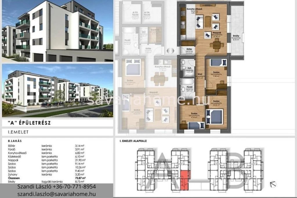 1.emeleti, 3 szoba + nappalis, újépítésű lakás foglalható, Szombathely, Joskar-ola