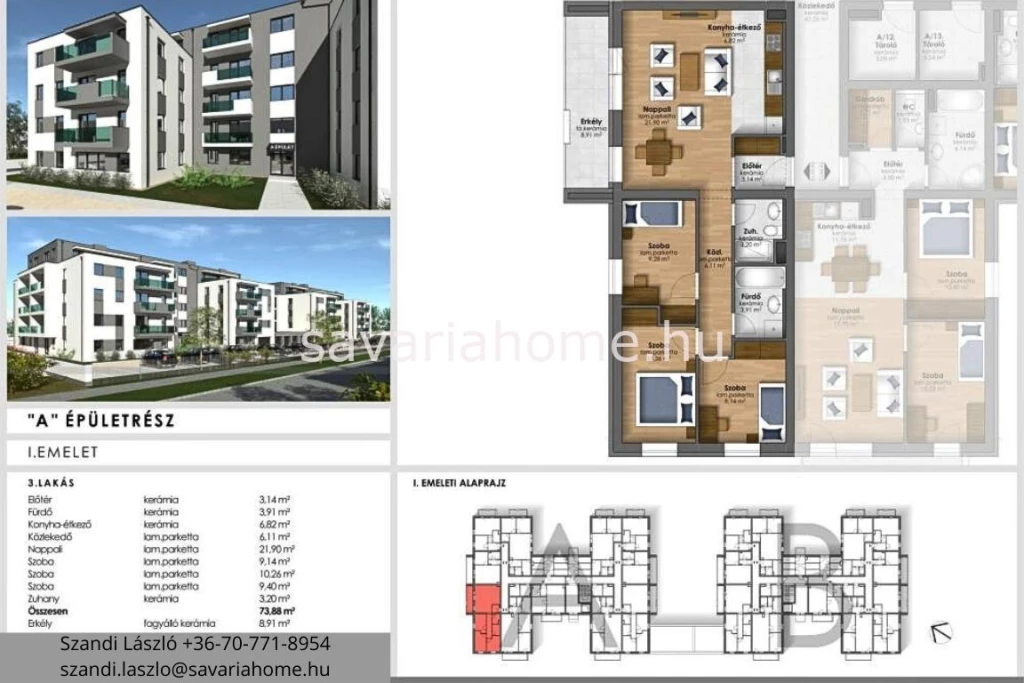 1. emeleti, 3 szoba + nappalis, újépítésű lakás foglalható, Szombathely, Joskar-ola