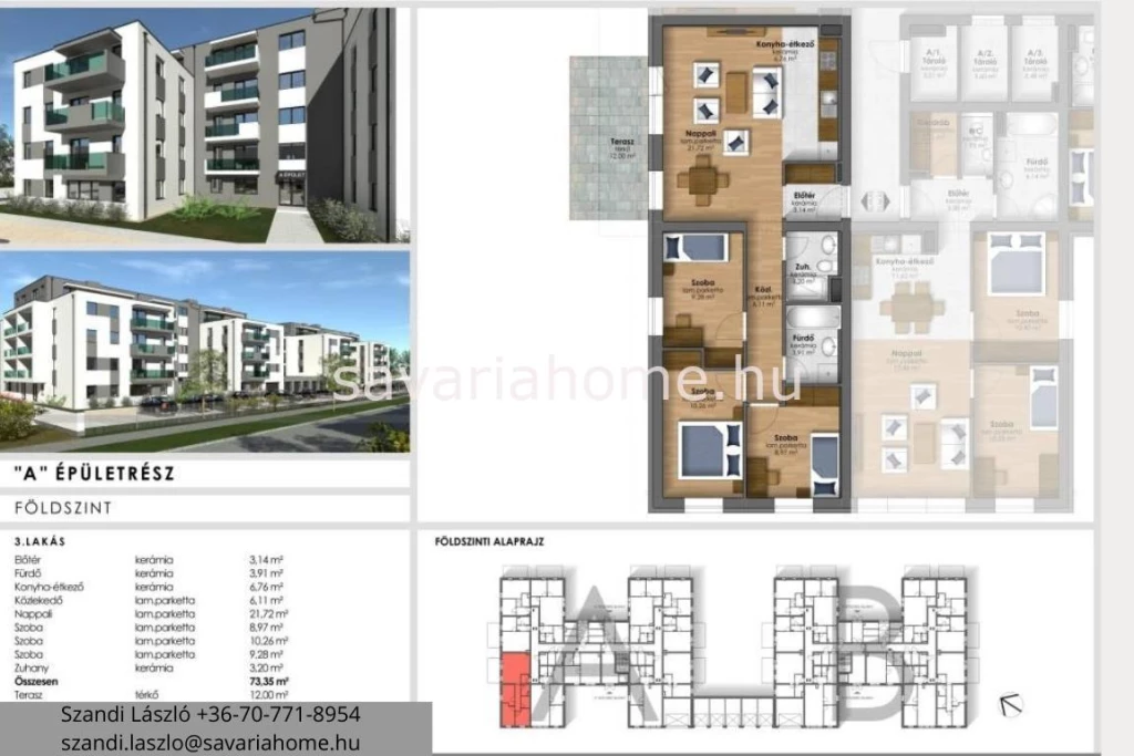 Földszint, 3 szoba + nappalis, teraszos, újépítésű lakás foglalható, Szombathely, Joskar-ola.