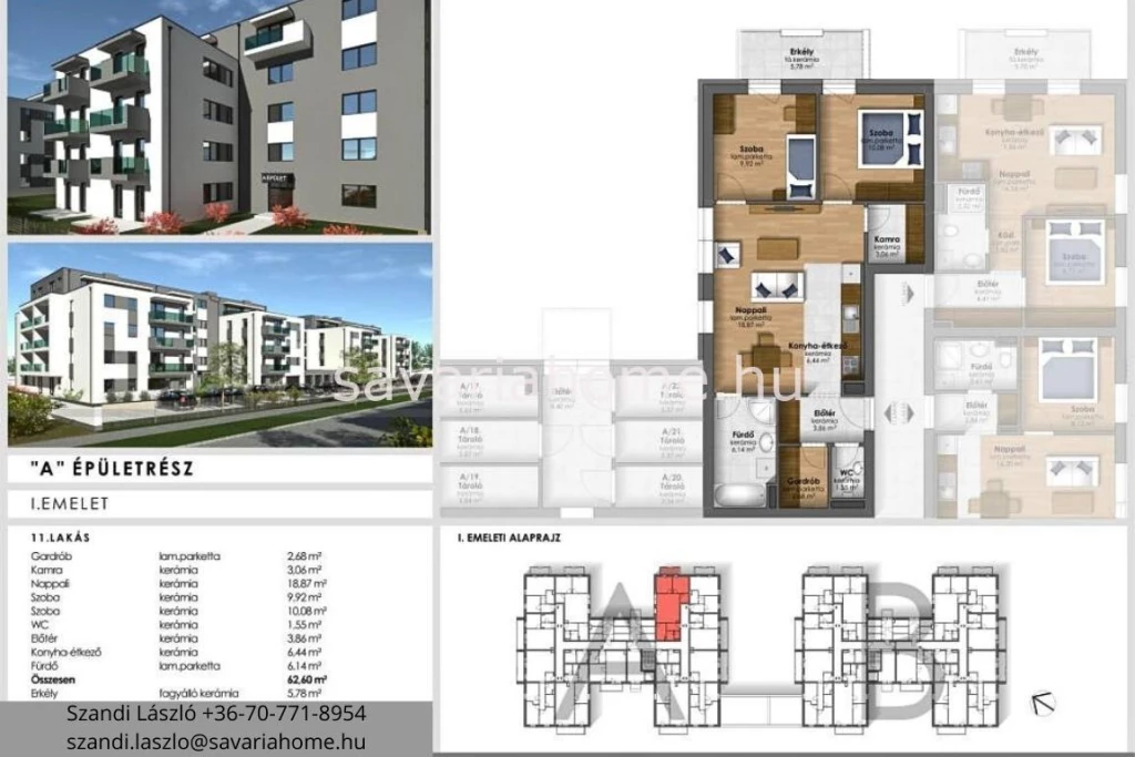1.emeleti, 2 szoba + nappalis, újépítésű lakás foglalható, Szombathely, Joskar-Olán