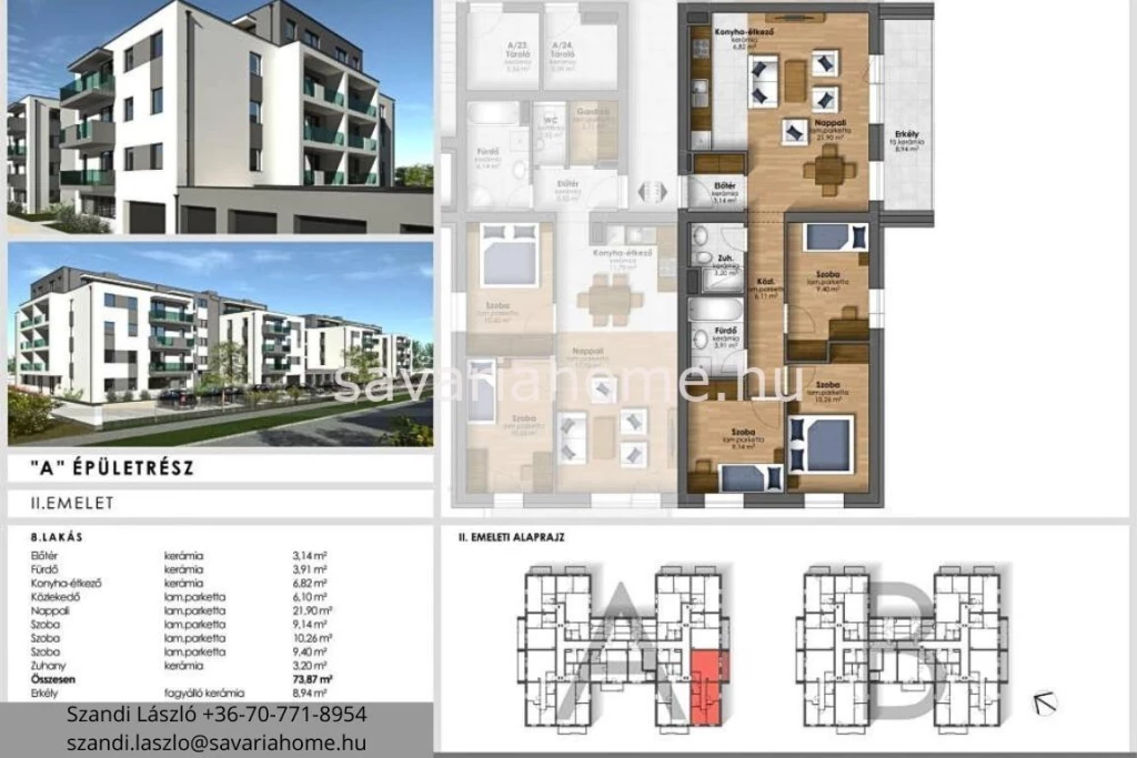 2. emeleti, 3 szoba + nappalis, újépítésű lakás foglalható, Szombathely, Joskar-Ola