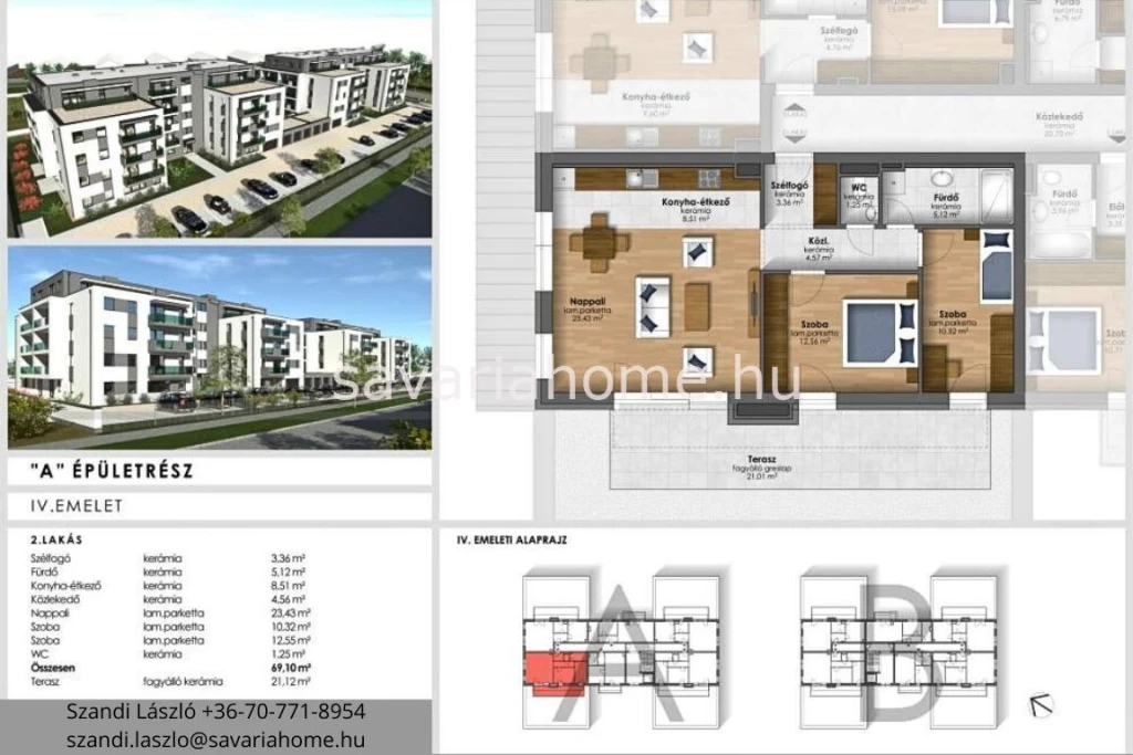 Tetőterasszal, 2 szoba + nappalis, újépítésű lakás foglalható, Szombathely Joskar-Ola