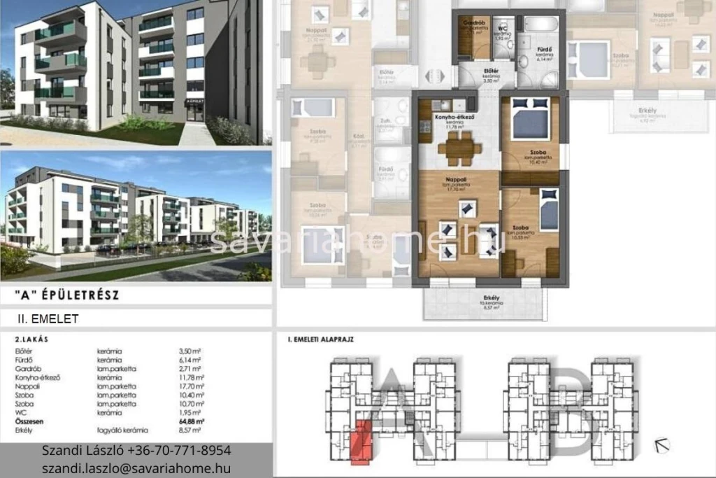 2. emeleit, 2 szoba + nappalis, újépítésű lakás foglalható, Szombathely, Joskar - Ola