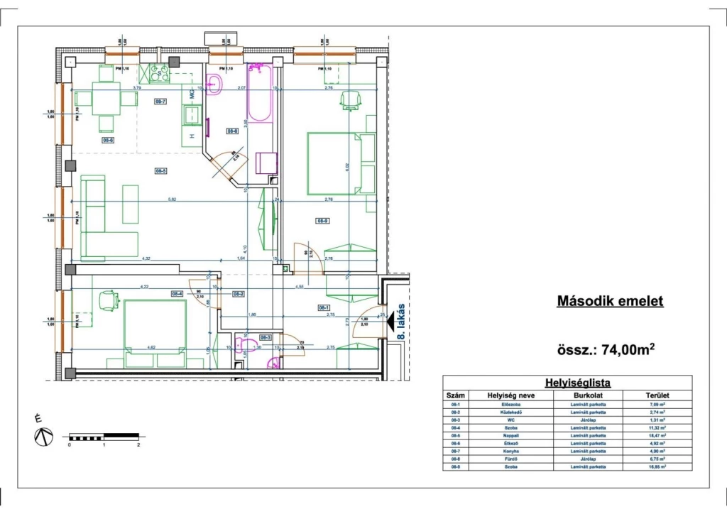 Eladó 74 m2 új építésű tégla lakás, Miskolc