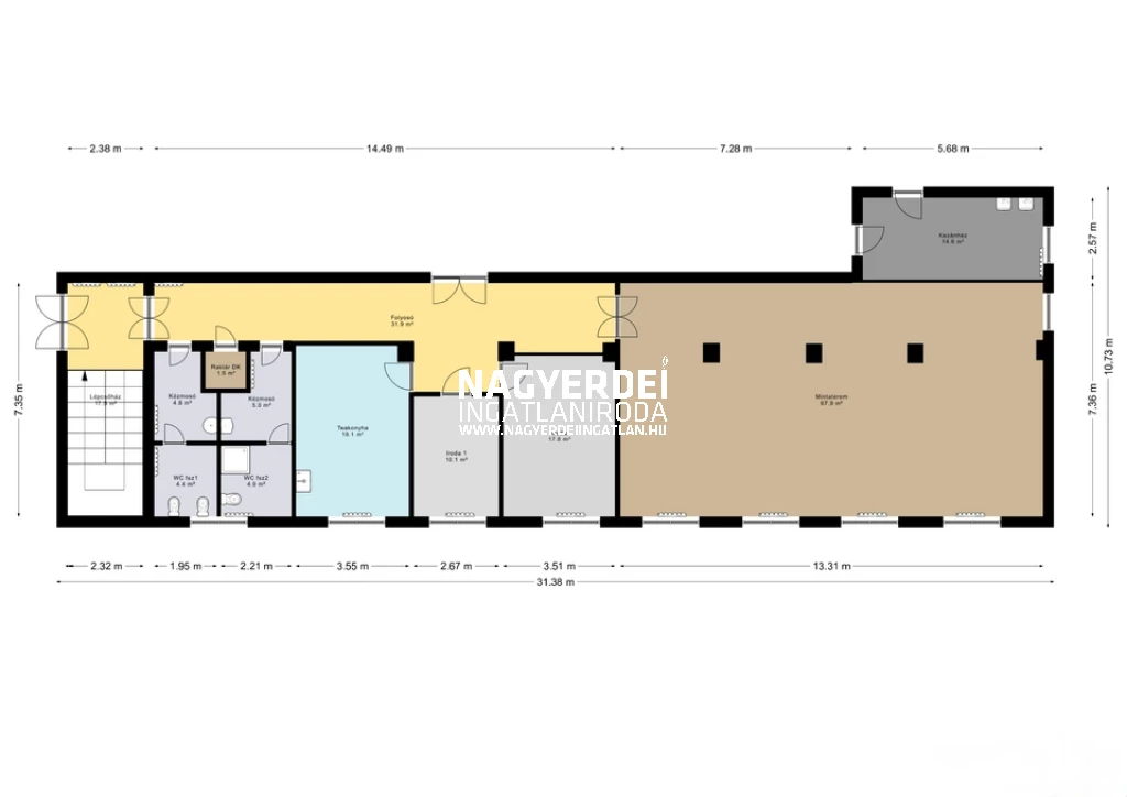 Kiadó 129 m2 iroda irodaházban, Debrecen