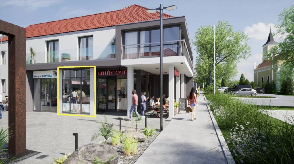 Üzlethelység eladó új építésű lakóparkban,  Diós központjában!