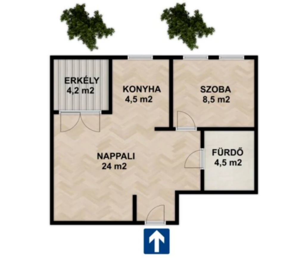 Kiváló hangulatú fedett teraszos két szobás téglalakás III. kerület Testvérhegyen!