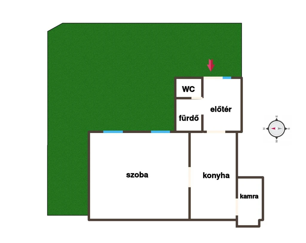 Eladó 35 m²-es, 1 szobás lakás saját használatú kertrésszel Budapest XV. kerületében, Rákospalotán, a Kinizsi utcában.